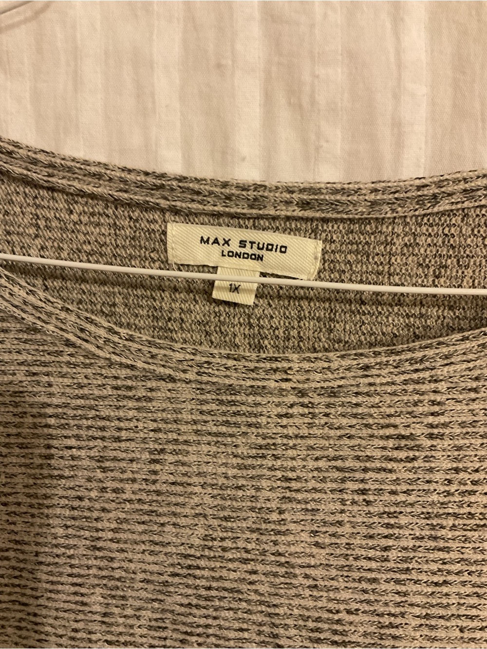 Max Studio 1X Cozy Ribbed Knit Women's Sweater - Gray - Picture 2 of 3